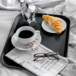 Black 56cm x 41cm Rectangle Non-Slip Serving Tray