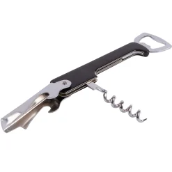 Black Metal 3-in-1 Corkscrew & Bottle Opener