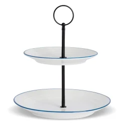 21cm 2 Tier Farmhouse White Cake Stand