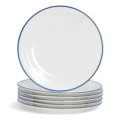 26cm Farmhouse White Porcelain Dinner Plates - Pack of Six