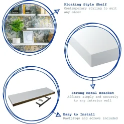 80cm Modern Floating Wall Shelves - Pack of Three