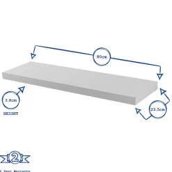 80cm Modern Floating Wall Shelves - Pack of Three