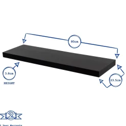 80cm Modern Floating Wall Shelves - Pack of Three