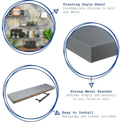 80cm Modern Floating Wall Shelves - Pack of Three