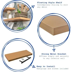 80cm Modern Floating Wall Shelves - Pack of Three