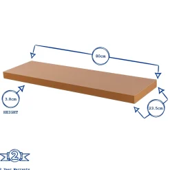 80cm Modern Floating Wall Shelves - Pack of Three