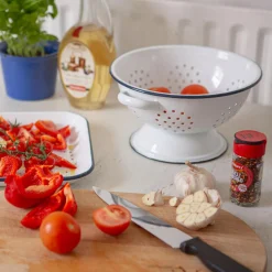 23.5cm White Enamel Colander