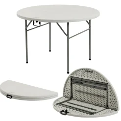 120cm White Round Plastic Folding Trestle Table
