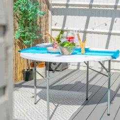 120cm White Round Plastic Folding Trestle Table
