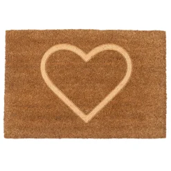 60cm x 40cm Brown Heart Embossed Coir Door Mat