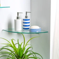 Floating Glass Corner Shelf - 30cm