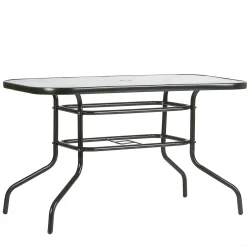 Four-Seater Sussex Black Metal Glass Top Garden Table 120cm x 70cm