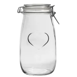 1.5L Air tight Glass Storage Jar with Embossed Heart Detail