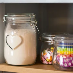 1.5L Air tight Glass Storage Jar with Embossed Heart Detail