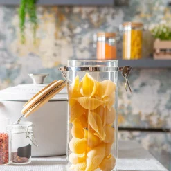 1.4L Glass Storage Jar with Wooden Clip Lid