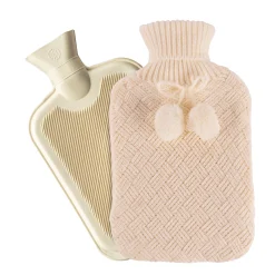 2L Pom Pom Knitted Hot Water Bottle & Cover Set