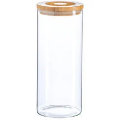 1.5L Scandi Storage Jar with Carved Wooden Lid