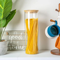 1.5L Scandi Storage Jar with Carved Wooden Lid