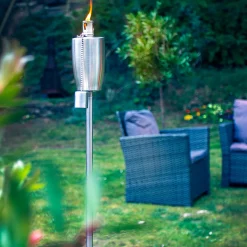 1.46m Metal Barrel Garden Fire Torches - Pack of 2