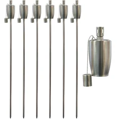 1.46m Metal Barrel Garden Torches - Pack of Six