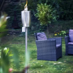 1.46m Metal Barrel Garden Torches - Pack of Six