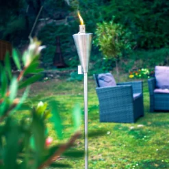 1.46m Metal Cone Garden Fire Torches - Pack of 2
