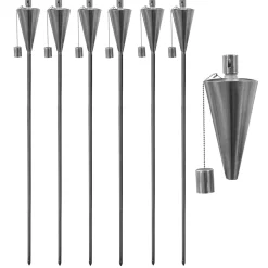 1.46m Metal Cone Garden Torches - Pack of Six