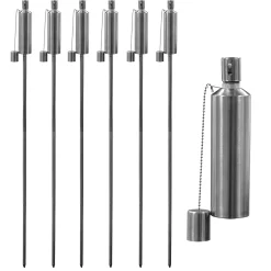 1.46m Metal Round Fire Torches - Pack of Six