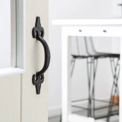 205mm Black Antique Fleur De Lis Door Handle