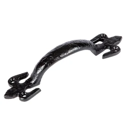 150mm Black Rustic Fleur De Lis Door Handle