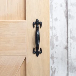 150mm Black Rustic Fleur De Lis Door Handle