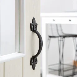 200mm Black Rustic Fleur De Lis Door Handle