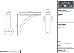 100mm Curved Iron Shelf Bracket