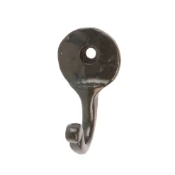 25mm x 45mm Black Hammered Round Plate Single Hook