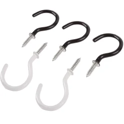 Multicolour 50mm PVC-Coated Screw Hooks - Pack of 5
