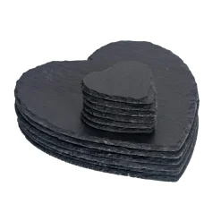 12pc Black Heart Slate Placemats & Coasters Set