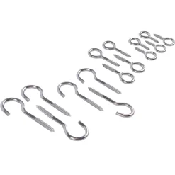 15pc Galvanised Iron Screw Hooks Set - 4 Sizes