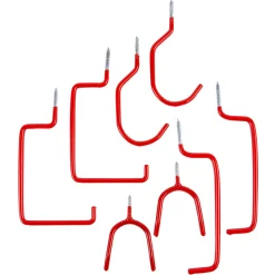 8pc Red PVC-Coated Storage Hooks Set - 4 Sizes