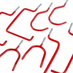 8pc Red PVC-Coated Storage Hooks Set - 4 Sizes