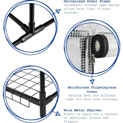 Plastic 4 Tier Mini Greenhouse - 3ft x 6ft