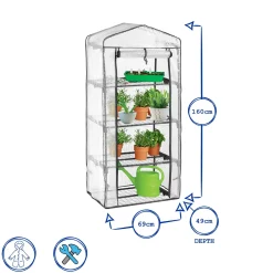 Plastic 4 Tier Mini Greenhouse - 3ft x 6ft