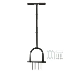 4-Prong Lawn Aerator - 24.5cm x 1M - Black