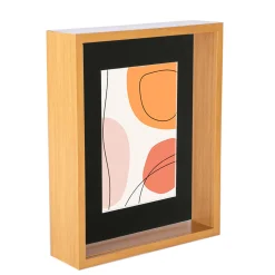 8" x 10" Light Wood 3D Deep Box Photo Frame - with 5" x 7" Mount