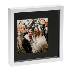 10" x 10" White 3D Box Photo Frame - with 6" x 6" Mount