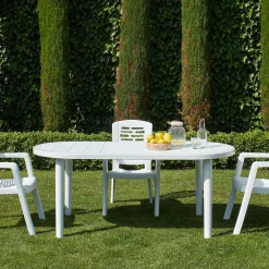 Six-Seater Oval Brava Plastic Garden Dining Table 180cm x 90cm