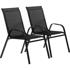 Sussex Black Metal Garden Armchairs - Pack of Two